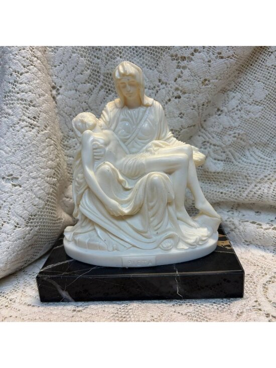 Ruggeri Other - Vintage Italian Pietà Sculpture by Ruggeri, Madonna & Christ, Marble Base, Made